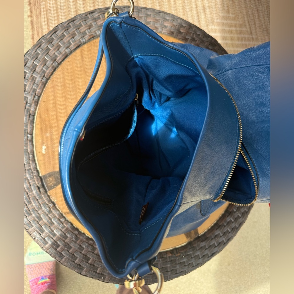 Coach Blue Pebbled Leather Shoulder Bag - Picture 6 of 12